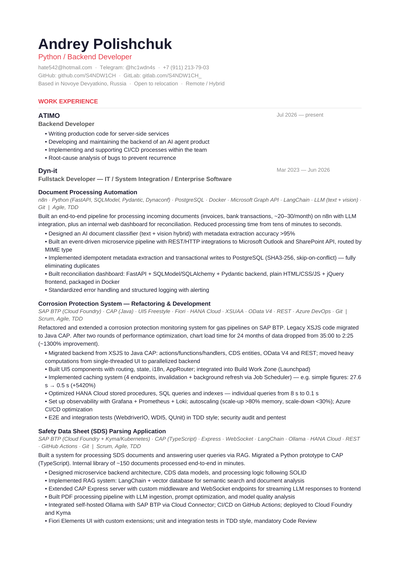 Resume preview (English)